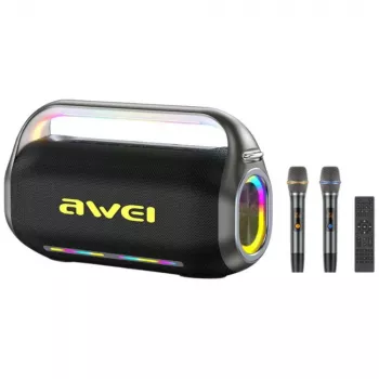 AWEI KT20 draagbare draadloze luidspreker 400W Bluetooth 5.3 met karaokeset zwart