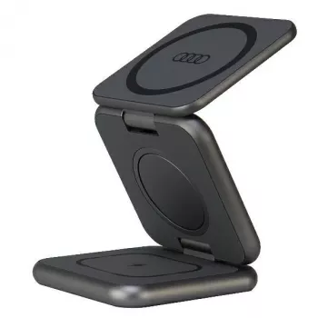 Audi Opvouwbaar 3-in-1 Draadloos Oplaadstation Grijs Big Logo AU-MWC3IN1-GT/D1-GY