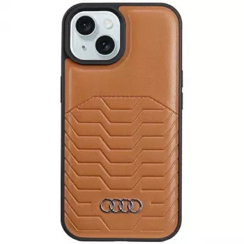 Audi kunstlederen MagSafe hardcase voor iPhone 15/14/13 6,1 inch - bruin