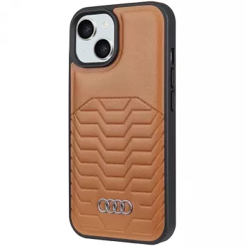 Audi kunstlederen MagSafe hardcase voor Apple iPhone 15 Plus / 14 Plus 6,7 inch bruin