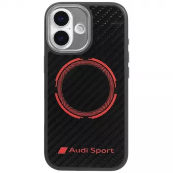 Audi RSQ Carbon Fiber Sport Red Circle MagSafe Case voor iPhone 17 zwart