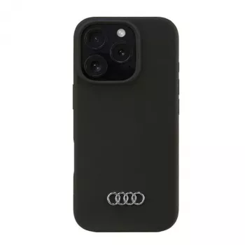 Audi siliconen hoes voor Apple iPhone 16 Pro 6,3 inch zwart harde achterkant AU-LSRIP16P-Q3/D1-BK