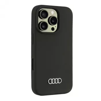 Audi siliconen hoes voor Apple iPhone 16 Pro 6,3 inch zwart harde achterkant AU-LSRIP16P-Q3/D1-BK