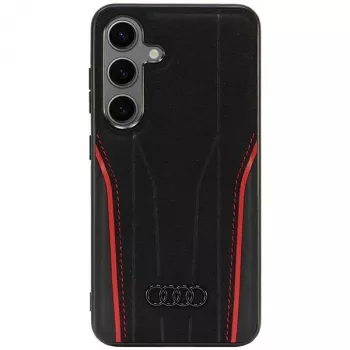 Audi echt leder MagSafe Hard Case voor Samsung Galaxy S24 (S921) - zwart/rood