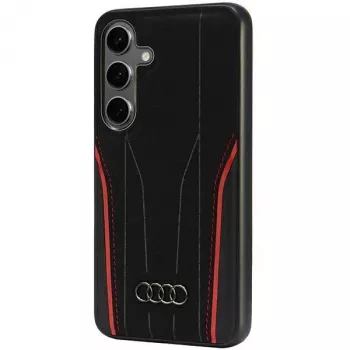 Audi echt leder MagSafe Hard Case voor Samsung Galaxy S24 (S921) - zwart/rood