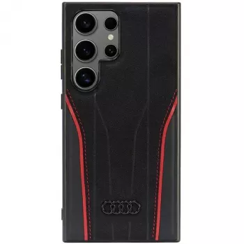 Audi echt leder MagSafe Case voor Samsung Galaxy S24 Ultra, zwart-rood, door R8 geïnspireerde hardcase
