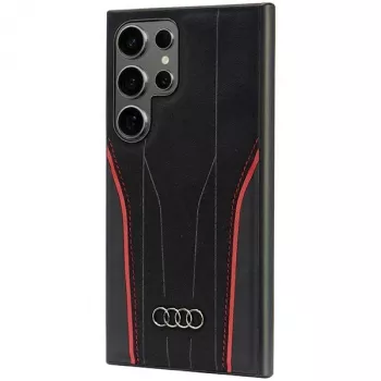 Audi echt leder MagSafe Case voor Samsung Galaxy S24 Ultra, zwart-rood, door R8 geïnspireerde hardcase