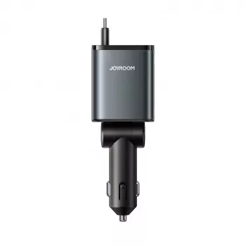 Joyroom JR-CCL07 3-in-1 autolader met intrekbare kabels - Donkergrijs