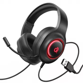 QCY V200 Pro Bedrade Gaming Headset met virtueel 7.1 Surround Sound en afneembare microfoon - Zwart
