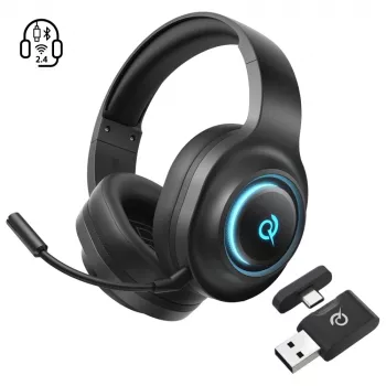 QCY Heroad V200 Tri-Mode Gaming Headset met 7.1 Surround Sound, 240h accu, afneembare microfoon - Zwart