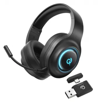 QCY Heroad V200 Tri-Mode Gaming Headset met 7.1 Surround Sound, 240h accu, afneembare microfoon - Zwart