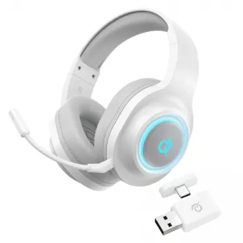 QCY Heroad V200 Tri-Mode Gaming Headset met virtueel 7.1 Surround Sound, 240h accu, afneembare microfoon - Wit