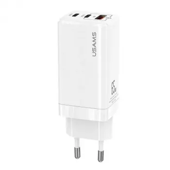 USAMS GaN 65W snellader MT T33 PD 2xUSB-C + USB-A wit CC110TC02 (US-CC110)