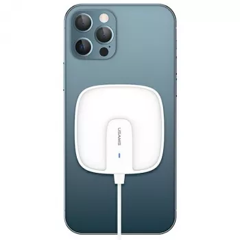 USAMS US-CD159 magnetische draadloze oplader 15W extra dun voor iPhone 12-serie wit