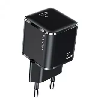USAMS T42 Mini 25W USB-C PD3.0 snellader (alleen kop) zwart CC140TC01