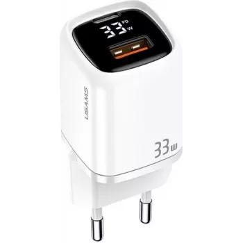USAMS 33W USB-C + USB-A wandlader PD3.0 QC3.0 snelladen wit CC152TC02