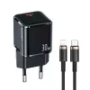 USAMS T45 30W PD3.0 USB-C snellader met U63 USB-C naar Lightning kabel, zwart, UXTZH01