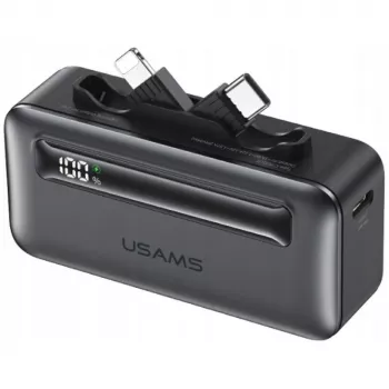 Powerbank USAMS XB-Series CD233 5000mAh PD 20W met USB-C / Lightning-kabel zilver