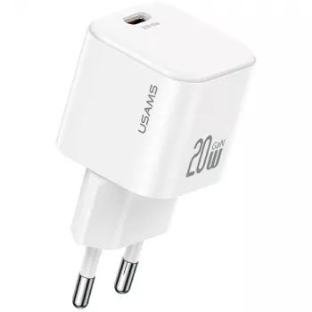 USAMS 20W USB-C PD wandlader met Lightning-kabel (1m) - wit