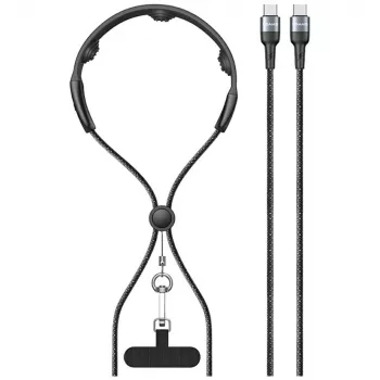 USAMS SJ759 U89 100W Fast Charging USB-C-kabel met massager, 1.2m, zwart