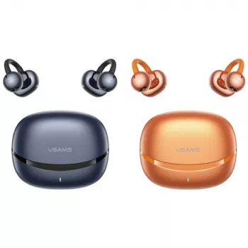 USAMS R03 Echo Clip-on TWS oordopjes, Bluetooth 6.0, Blauw