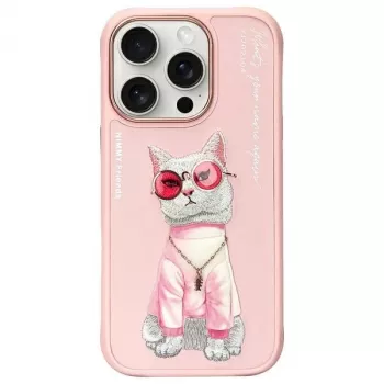 Nimmy Glasses Cool Cat Back Cover Case voor Apple iPhone 16 Pro Max 6,9 inch roze