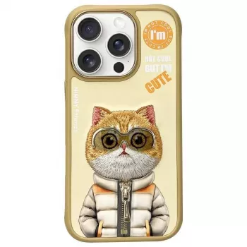 Nimmy Cool&Cute 2.0 Cat Case voor Apple iPhone 16 Pro 6,3 inch khaki