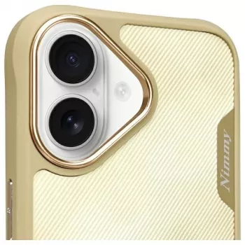 Nimmy Big Eyed Pet 2.0 Cat Case voor Apple iPhone 16 6,1 inch khaki