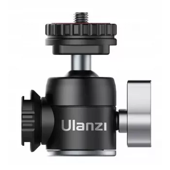 ULANZI U-60 Mini-kogelkop met twee koudeschoenhouders, 1/4 inch-schroefdraad, aluminiumlegering, 1,5 kg draagvermogen, Zwart