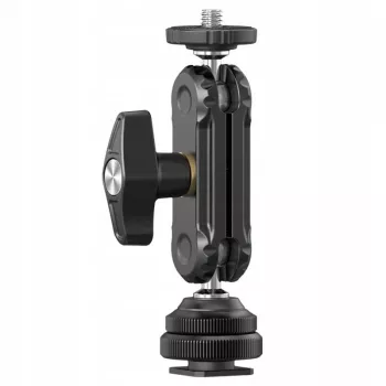 Ulanzi R098 Magic Arm dubbele kogelkop geledingarm met 1/4 inch schroef en flitsschoen, zwart