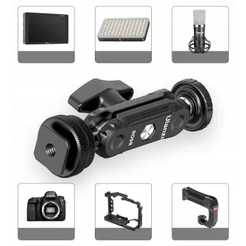Ulanzi R098 Magic Arm dubbele kogelkop geledingarm met 1/4 inch schroef en flitsschoen, zwart