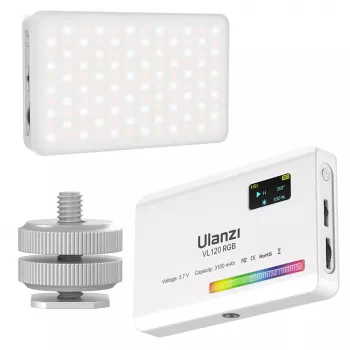 Ulanzi VL120 RGB LED videolamp - wit, 2500K-9000K, 8W, USB-C