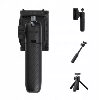 ULANZI MT66 3-in-1 mini-statief selfiestick rugzakclip voor DJI Osmo Action 5 Pro 4 3, GoPro, Insta360 - zwart