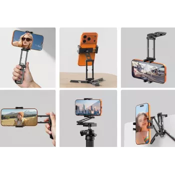 ULANZI SK29 magic arm telefoonstatiefhouder met Arca-Swiss snelwisselplaat, 1/4 inch schroefdraad, flitsschoen, zwart