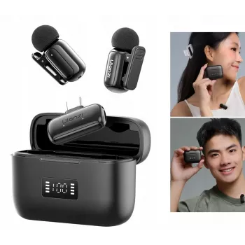 ULANZI A200 mini mic draadloze lavalier-microfoonset - 2 zenders, USB-C, 100m bereik, zwart