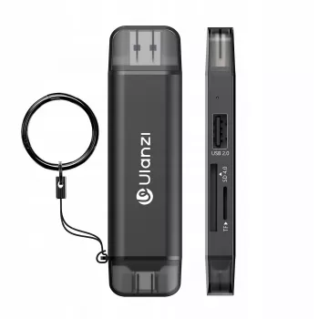ULANZI CR3 3-in-1 SD/MicroSD/USB-kaartlezer met USB-C- en USB-A-aansluitingen