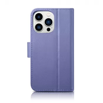 iCarer Wallet Case 2in1 voor iPhone 14 Pro, leren folio met RFID-blokkering, lichtviolet (WMI14220726-LP)