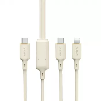 Dudao L7SF 2-in-1 USB-C naar USB-C / Lightning-kabel 100W 1,2m beige
