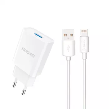 Dudao A4EU adapter 10W 1xUSB-A met USB-A naar Lightning-kabel (1m) - wit