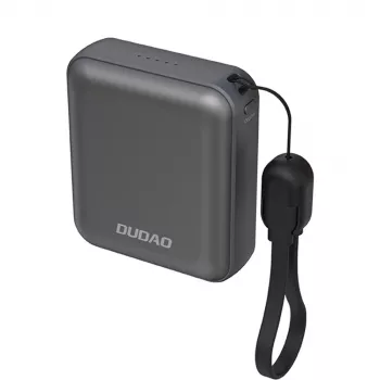 Dudao K22+ ultra-compacte powerbank 10000mAh 22.5W USB-C met lanyard/kabel - grijs