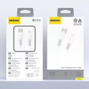 Dudao L25SL USB-A naar Lightning 1m wit laad- en synchronisatiekabel