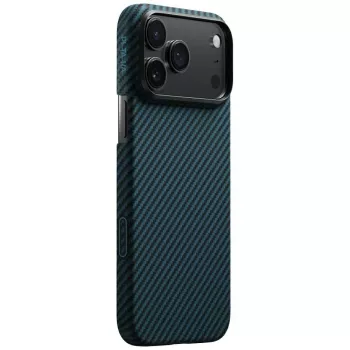 PITAKA Ultra-Slim MagSafe-hoes voor iPhone 17 Pro Max, zwart/blauw twill geweven aramidevezel