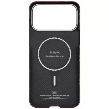 PITAKA Ultra-Slim Monogram MagSafe-hoes voor Apple iPhone 17 Pro, Gold Red