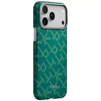 PITAKA Ultra-Slim Monogram MagSafe-hoes voor iPhone 17 Pro, Gold Green