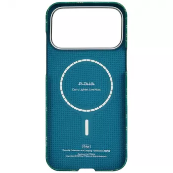 PITAKA Ultra-Slim Monogram MagSafe-hoes voor iPhone 17 Pro, Gold Green