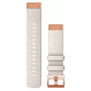 Garmin QuickFit 20 mm nylon horlogeband voor fenix 5S/5S Plus/6S/7S, Crème met roségouden gesp, 010-13102-09