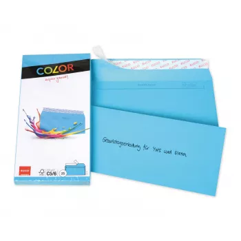 ELCO Color envelop C5/6 (114 x 229 mm), zonder venster, zelfklevend, 100 g/m², Blauw, 25 stuks (74617.32)