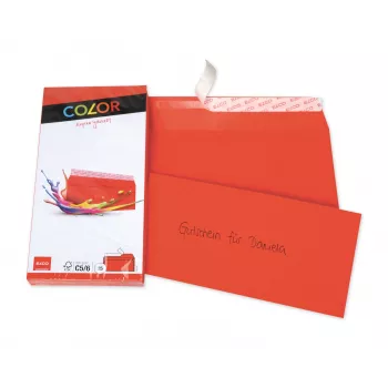 ELCO Color envelop C5/6 (114 x 229 mm), zonder venster, zelfklevend, 100 g/m², rood, 25 stuks (74617.92)
