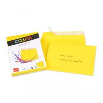 ELCO Color envelop C5 (162 x 229 mm), zonder venster, zelfklevend, 100 g/m², Geel, 25 stuks (74618.72)