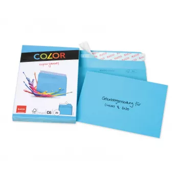 ELCO Color envelop C6 (114 x 162 mm), zonder venster, zelfklevend, 100 g/m², Blauw, 25 stuks (74634.32)